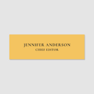 Mango Yellow Professional Modern Plain Minimalist Name Tag