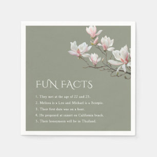 Mangolia Sage Green Fun Facts Wedding  Napkin