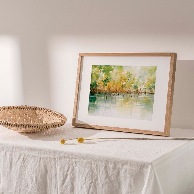 Mangrove Embrace: Vibrant Watercolor Print (Vibrant mangrove trees in this exquisite watercolor print, showcasing lush green and yellow hues.)