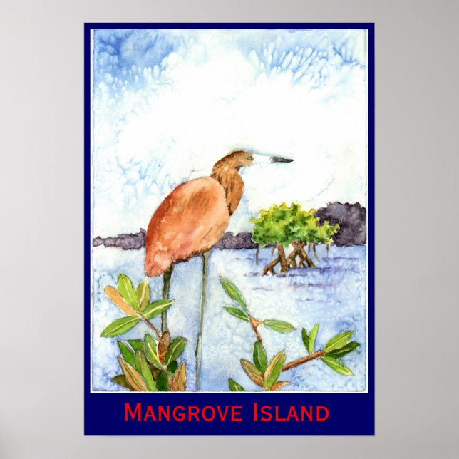 Mangrove Island Heron Poster (Front)