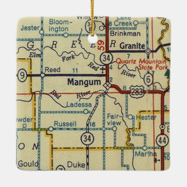 Mangum OK Retro Ceramic Ornament (Back)