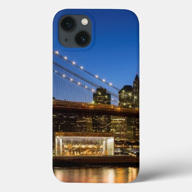 Manhattan and Brooklyn Bridge at dusk Case-Mate iPhone Case (Back)