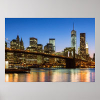 Manhattan and Brooklyn Bridge at dusk