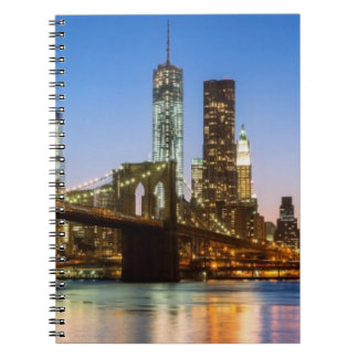 Manhattan and Brooklyn Bridge at dusk Spiral Notebook