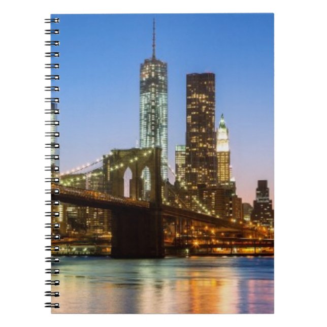 Manhattan and Brooklyn Bridge at dusk Spiral Notebook (Front)