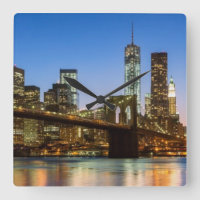 Manhattan and Brooklyn Bridge at dusk