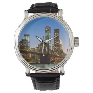 Manhattan and Brooklyn Bridge at dusk Watch