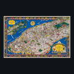 MANHATTAN ART DECO MAP 1926 POSTER<br><div class="desc">From 1926, a fantastic pictorial art deco map of Manhattan as it was during the pinnacle of the prosperous roaring twenties. One of the finest maps of its kind. Highly detailed with all noteable buildings, bridges, parks, thoroughfares and tourist sites labelled. Traffic scene border of cars from the era, street...</div>