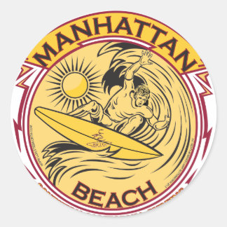 MANHATTAN BEACH CALIFORNIA CLASSIC ROUND STICKER