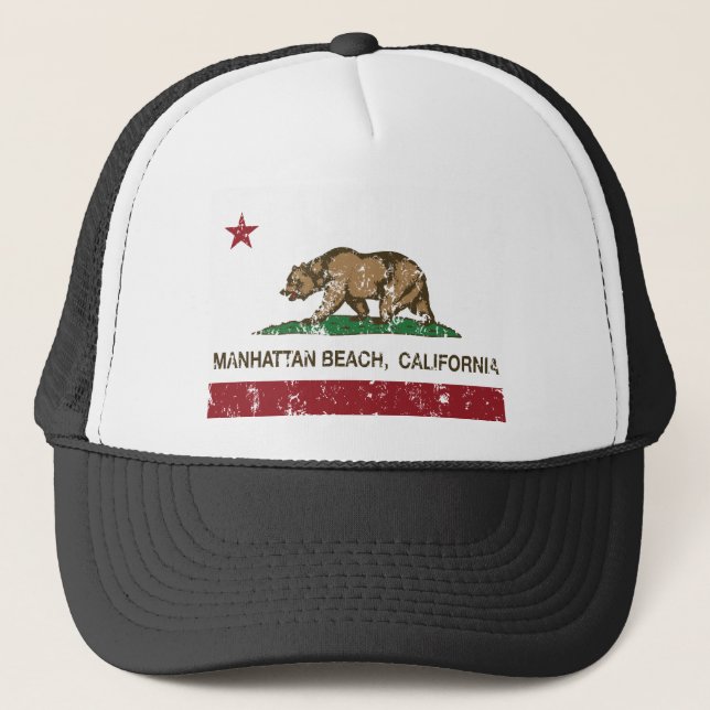 Manhattan Beach California state Flag Trucker Hat (Front)