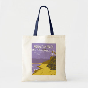Manhattan Beach California Travel Art Vintage Tote Bag