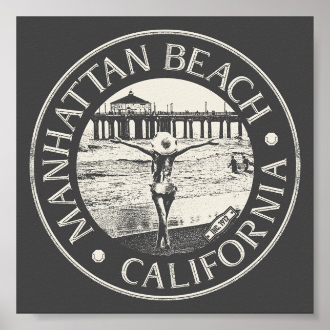MANHATTAN BEACH LOS ANGELES CALIFORNIA VINTAGE POSTER (Front)