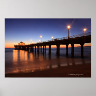 Manhattan Beach Pier at sunset, California Poster