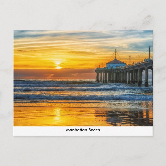 Manhattan Beach Pier At Sunset Postcard (Front)