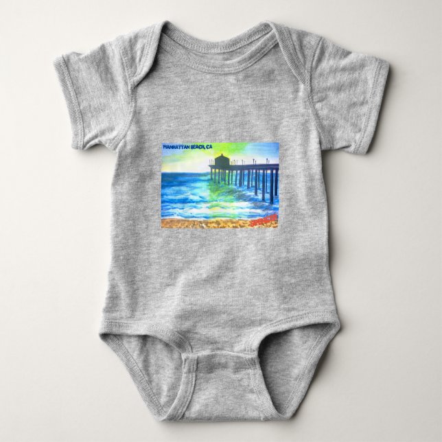 Manhattan Beach Pier Pressure Baby Bodysuit (Front)