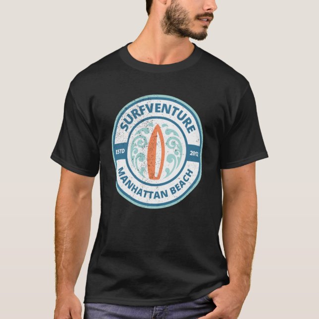 Manhattan Beach Surfing Surfboard Surf T-Shirt (Front)
