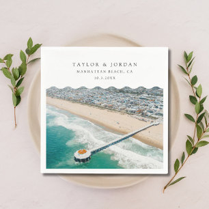Manhattan Beach Wedding Custom Cocktail Napkin