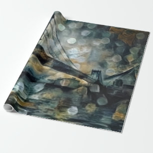 Manhattan bridge abstract wrapping paper