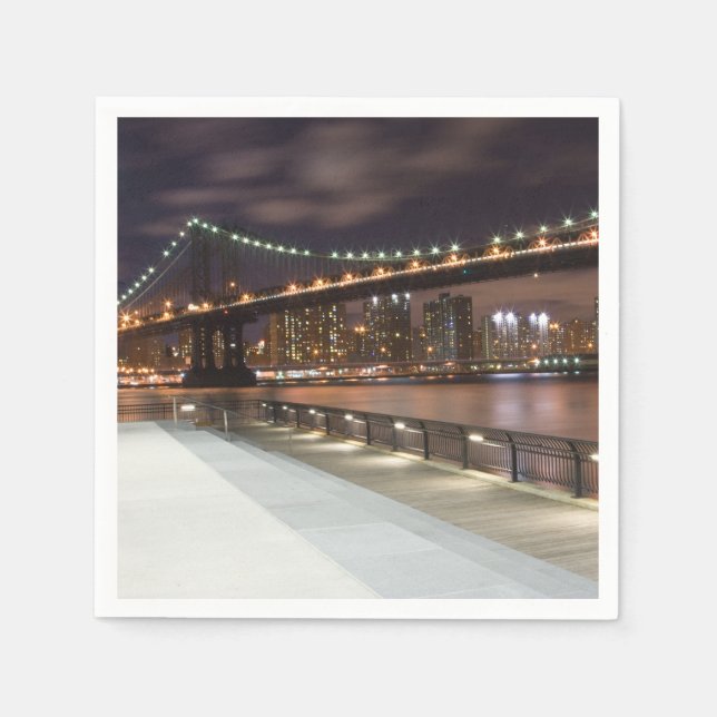 Manhattan Bridge and NYC Skyline Napkin (Front)