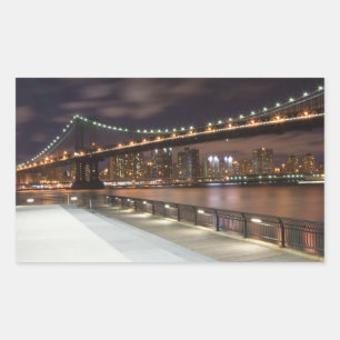 Manhattan Bridge and NYC Skyline Rectangular Sticker