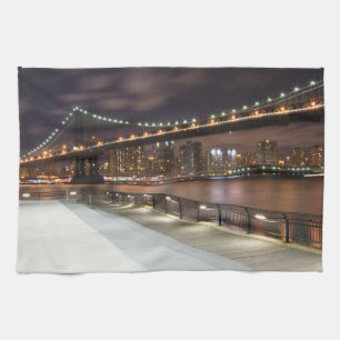 Manhattan Bridge and NYC Skyline Tea Towel