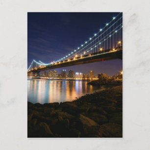 Manhattan Bridge at Night Postcard