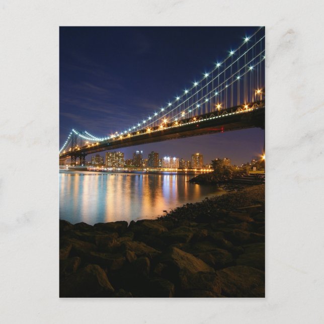 Manhattan Bridge at Night Postcard (Front)