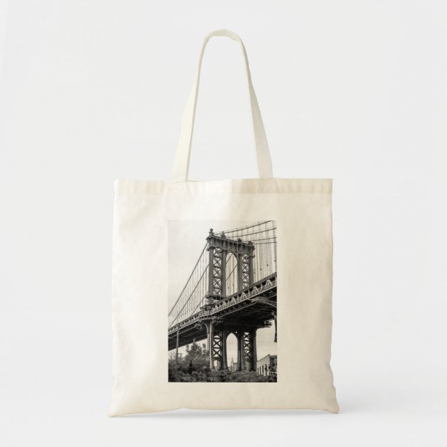 Manhattan Bridge in Black & White Tote Bag (Front)