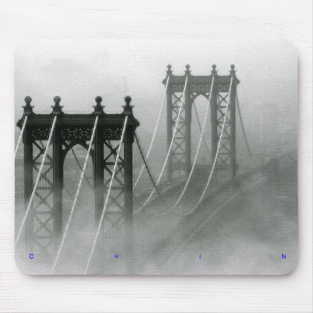 Manhattan Bridge Morning Fog Mouse Pad (Front)