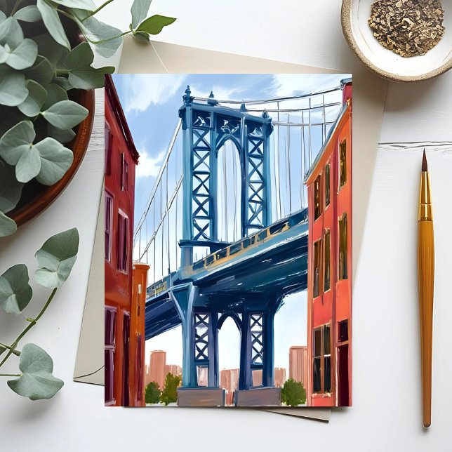 Manhattan Bridge New York City Painting Postcard (Creator Uploaded)