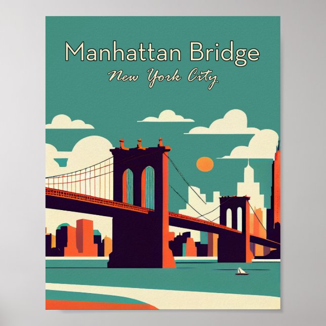 Manhattan bridge New York Minimalist Poster Art (Front)