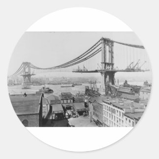 Manhattan Bridge Original Print Construction 1909 Classic Round Sticker