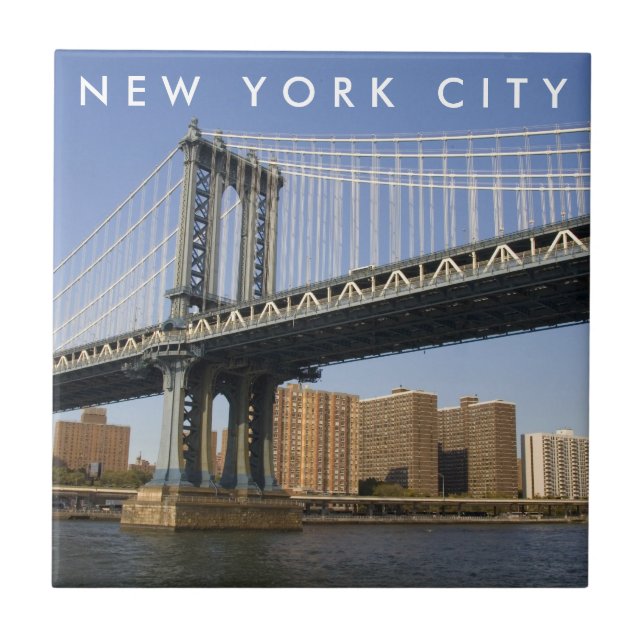 Manhattan Bridge the East River | New York City Tile (Front)