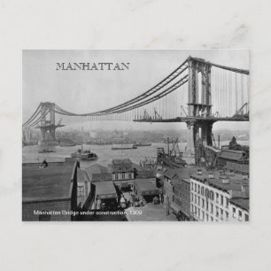 Manhattan Bridge under construction 1909 photo Postcard