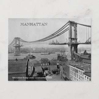 Manhattan Bridge under construction 1909 photo Postcard