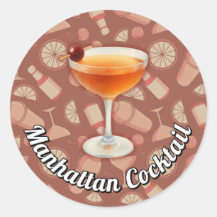Manhattan Cocktail Classic Round Sticker