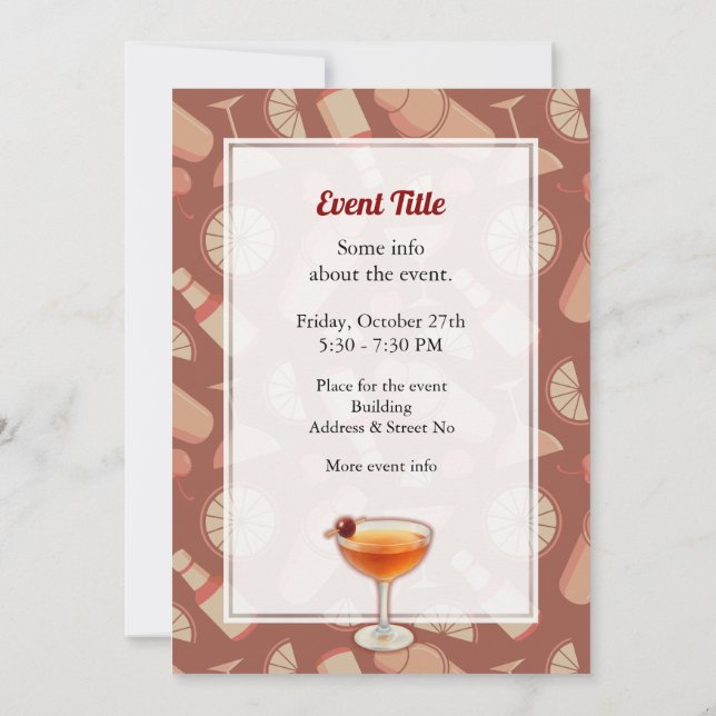 Manhattan Cocktail Invitation (Back)