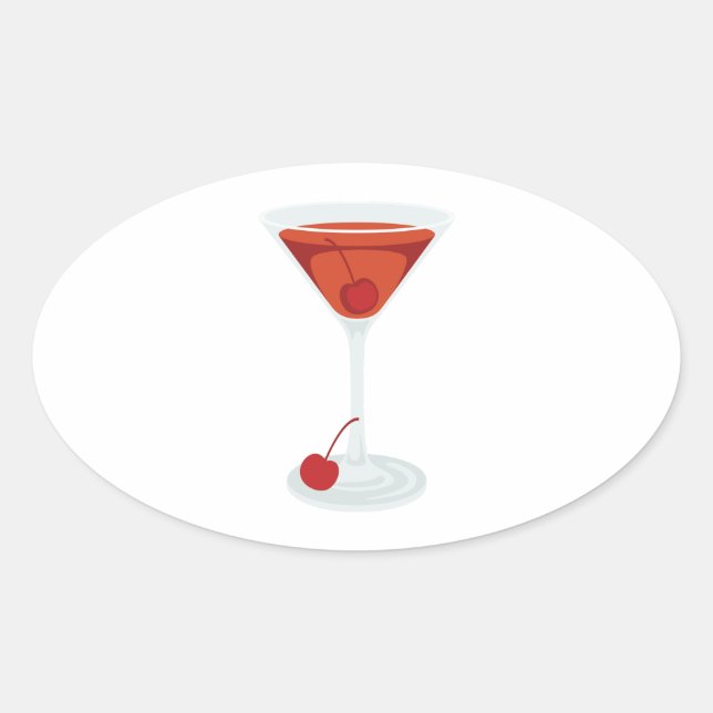 Manhattan Cocktail Oval Sticker (Front)