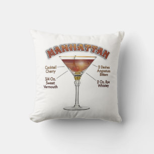 Manhattan Cocktail Recipe Art Cushion