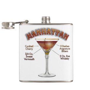 Manhattan Cocktail Recipe Art Hip Flask