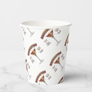 Manhattan Cocktail Recipe Art Paper Cups