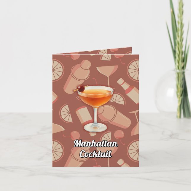 Manhattan Cocktail Recipe Card (Front)