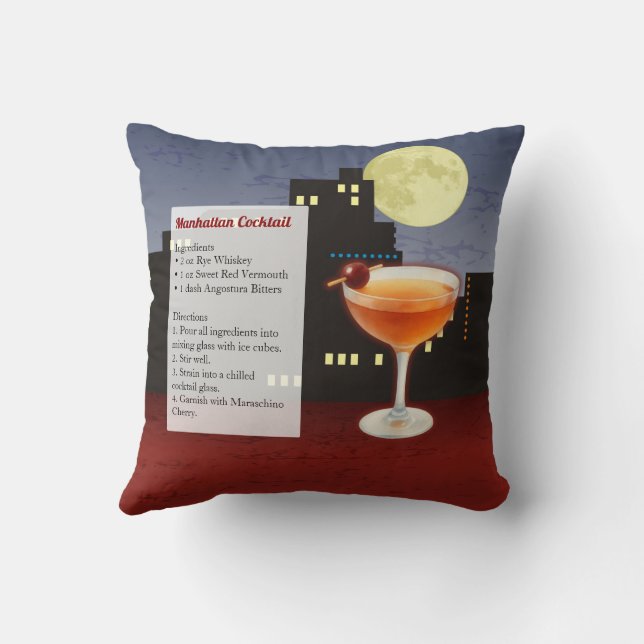 Manhattan Cocktail Recipe Cushion (Back)