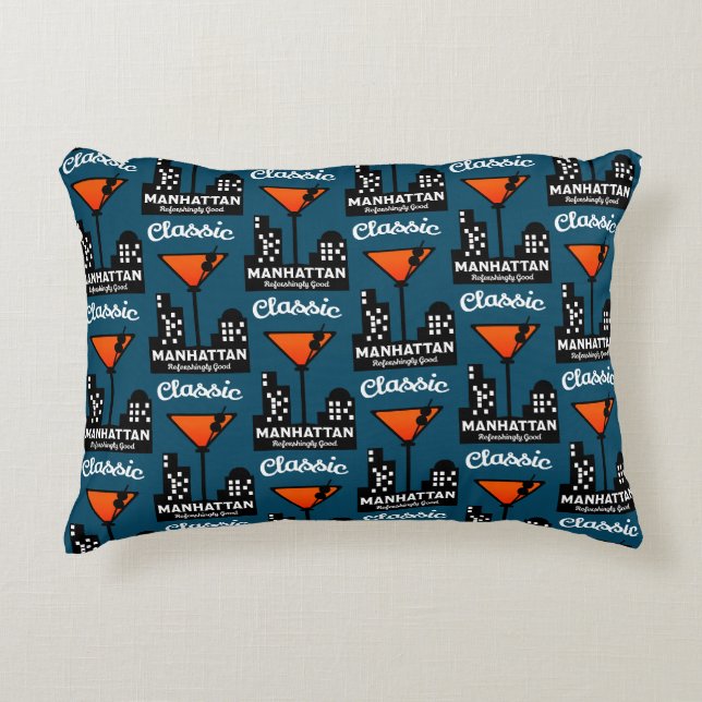 Manhattan Cocktail Wall Art Decorative Cushion (Front)