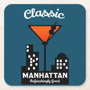 Manhattan Cocktail Wall Art Square Paper Coaster