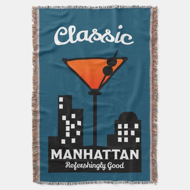 Manhattan Cocktail Wall Art Throw Blanket (Front Vertical)