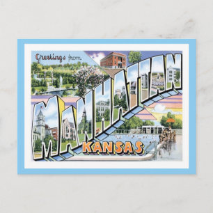 Manhattan Kansas Travel America US City Postcard