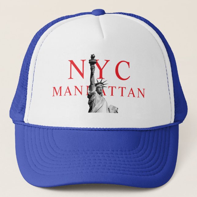 Manhattan Liberty Statue Nyc New York City Trucker Hat (Front)