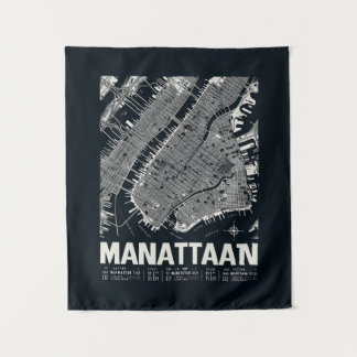 Manhattan Map Illustration  Tapestry