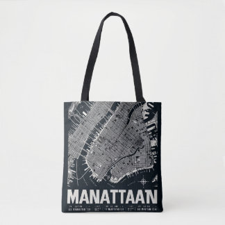 Manhattan Map Illustration  Tote Bag